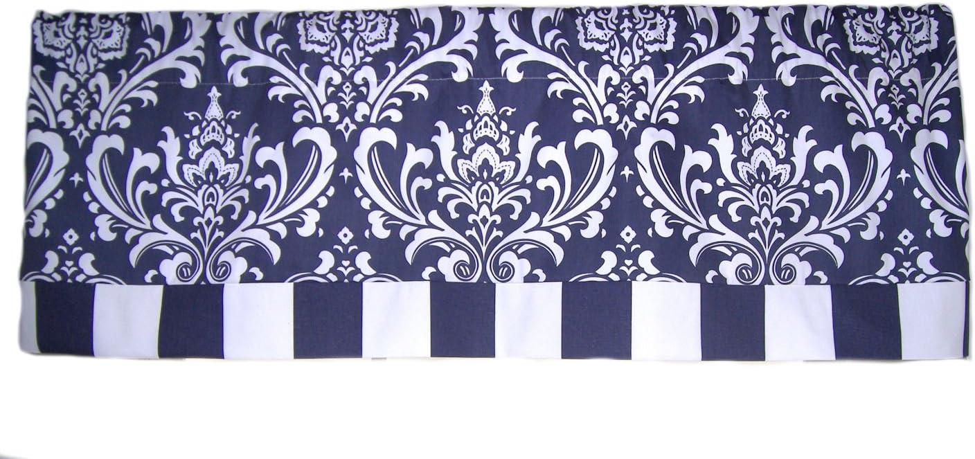 Ozbourne Style Banded 3" Rod Pocket Valance 50" x 16" Navy by RLF Home