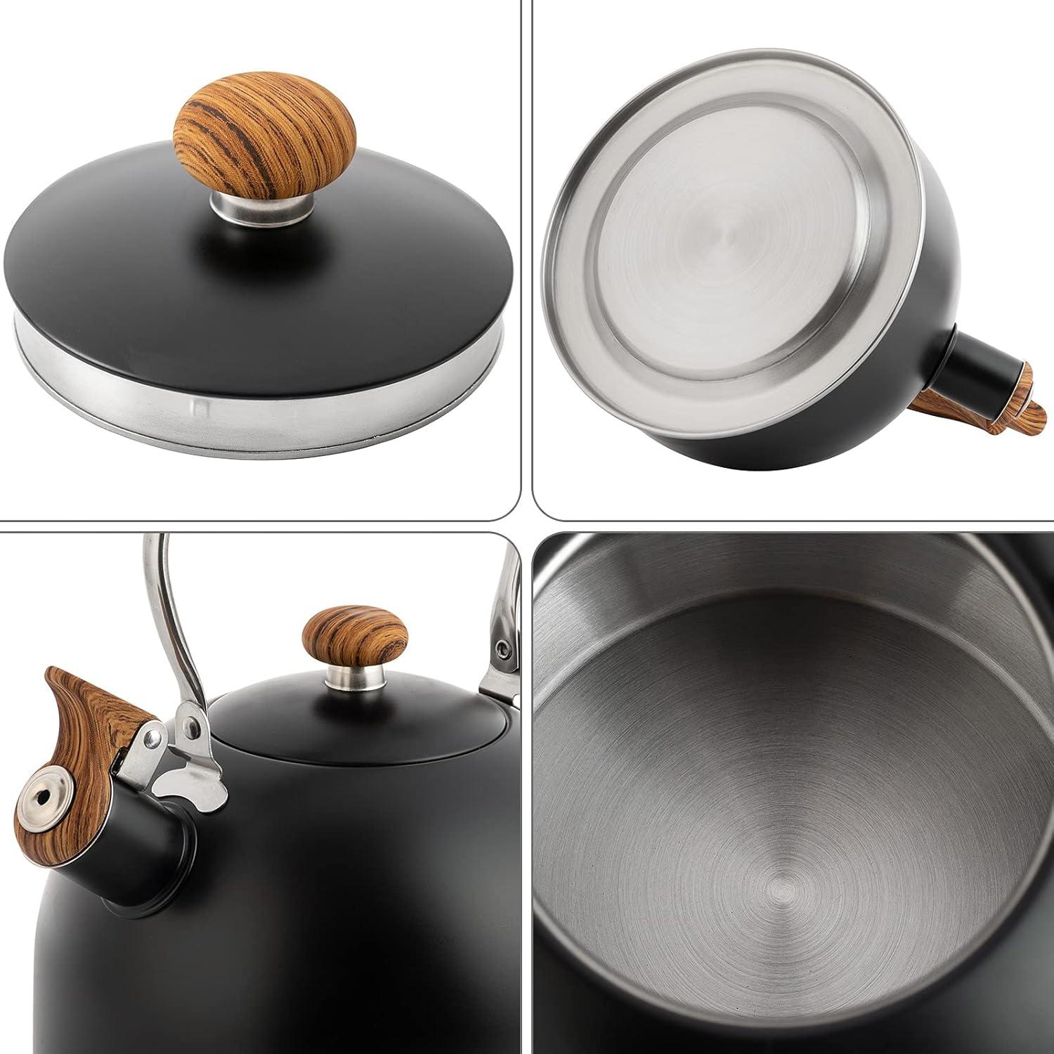 Whistle Tea Kettle with Wooden Handle Loud Whistle Stainless Steel for Water Kettle Stovetops