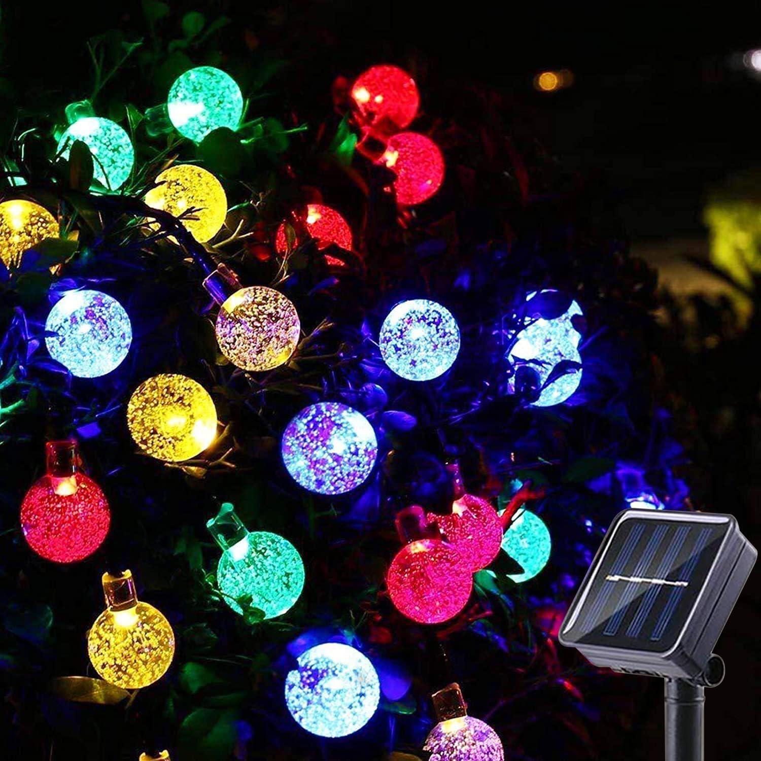 Solar String Lights Outdoor 2 Pack 200 Led 80FT Multi-Color Crystal Globe Lights with 8 Lighting Modes, Waterproof Solar Powered Patio Lights for Garden Yard Porch Wedding Party Decoration