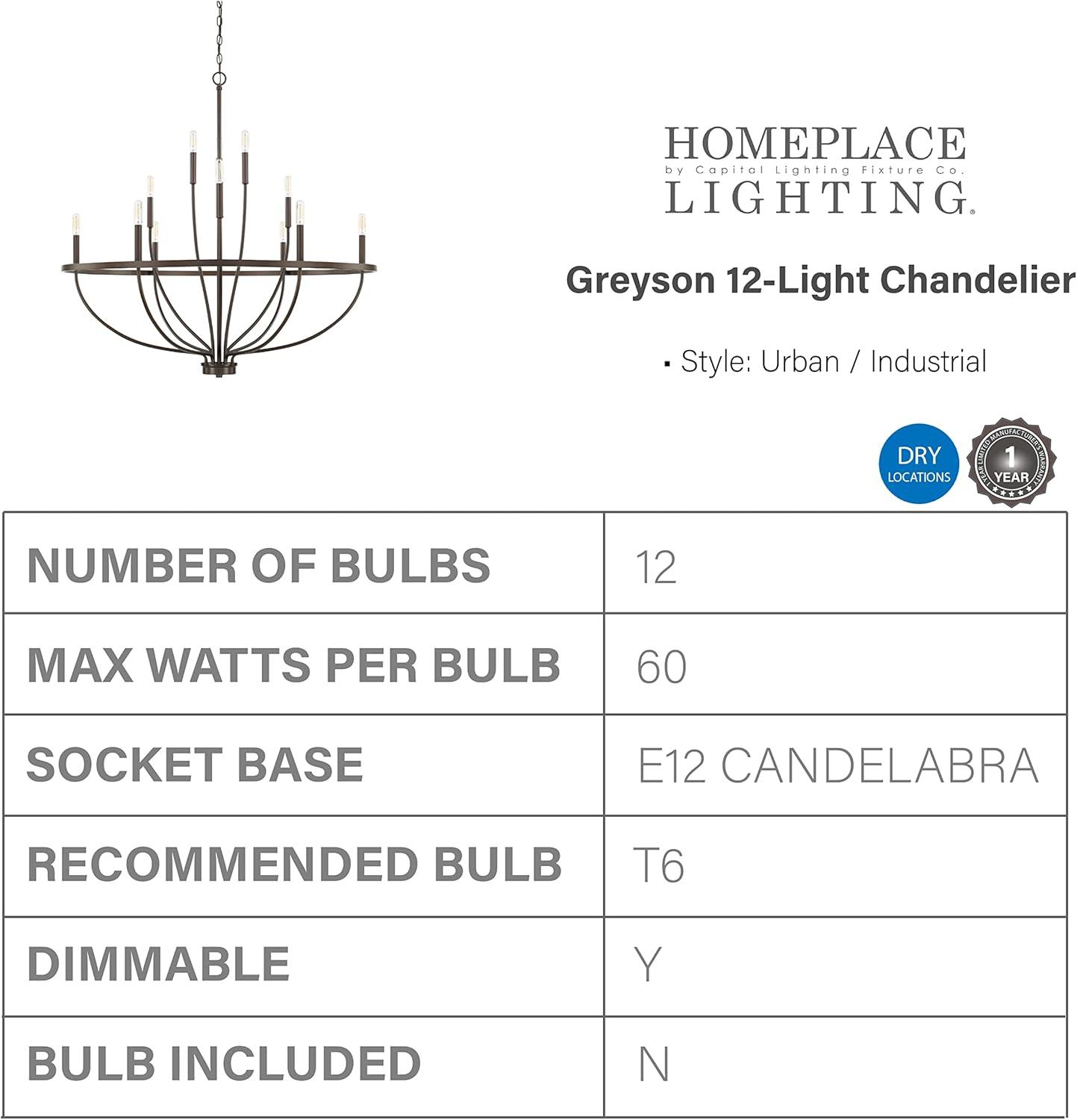 Capital Lighting 428501 Greyson 12 Light 40" Wide Taper Candle Chandelier - Bronze