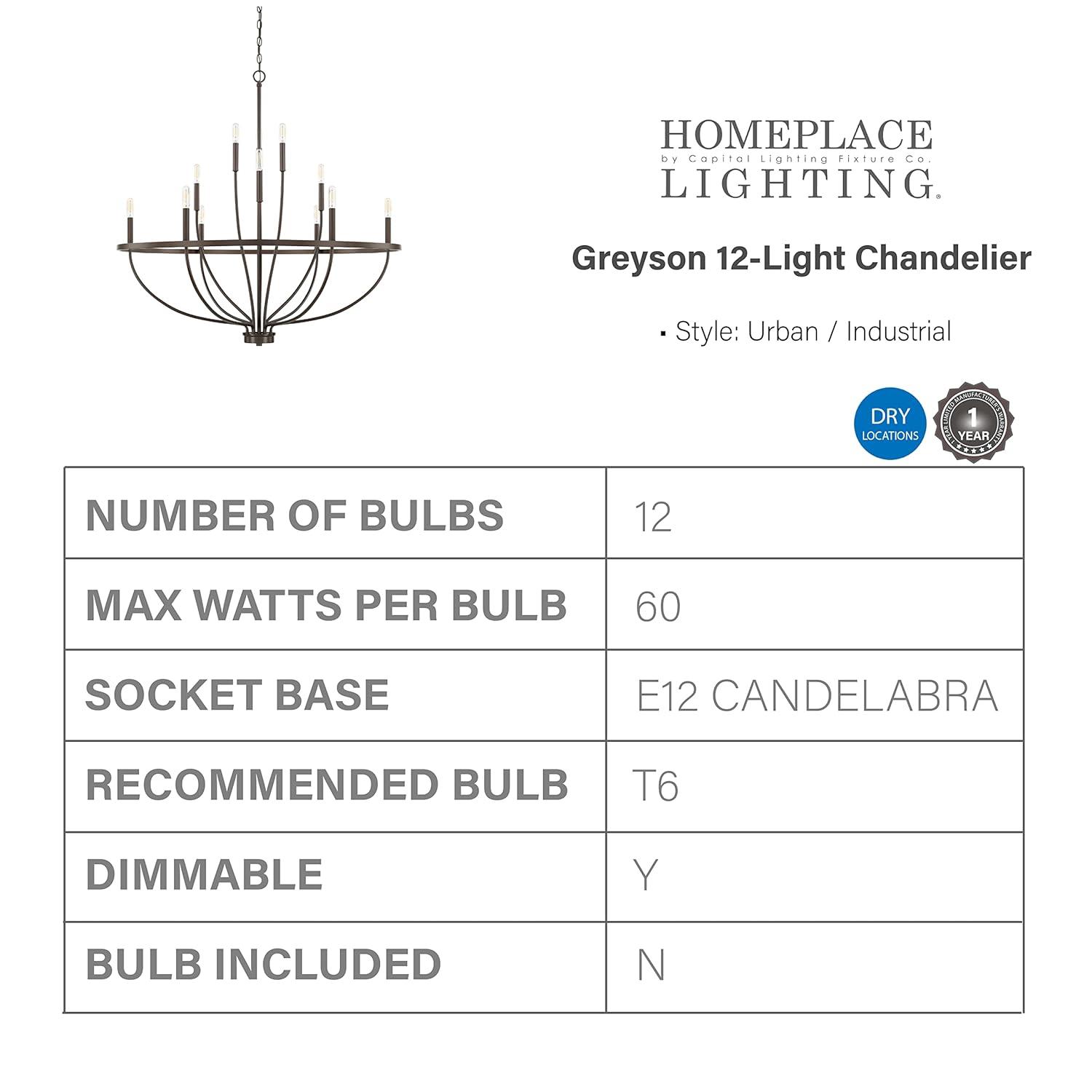 Capital Lighting 428501 Greyson 12 Light 40" Wide Taper Candle Chandelier - Bronze