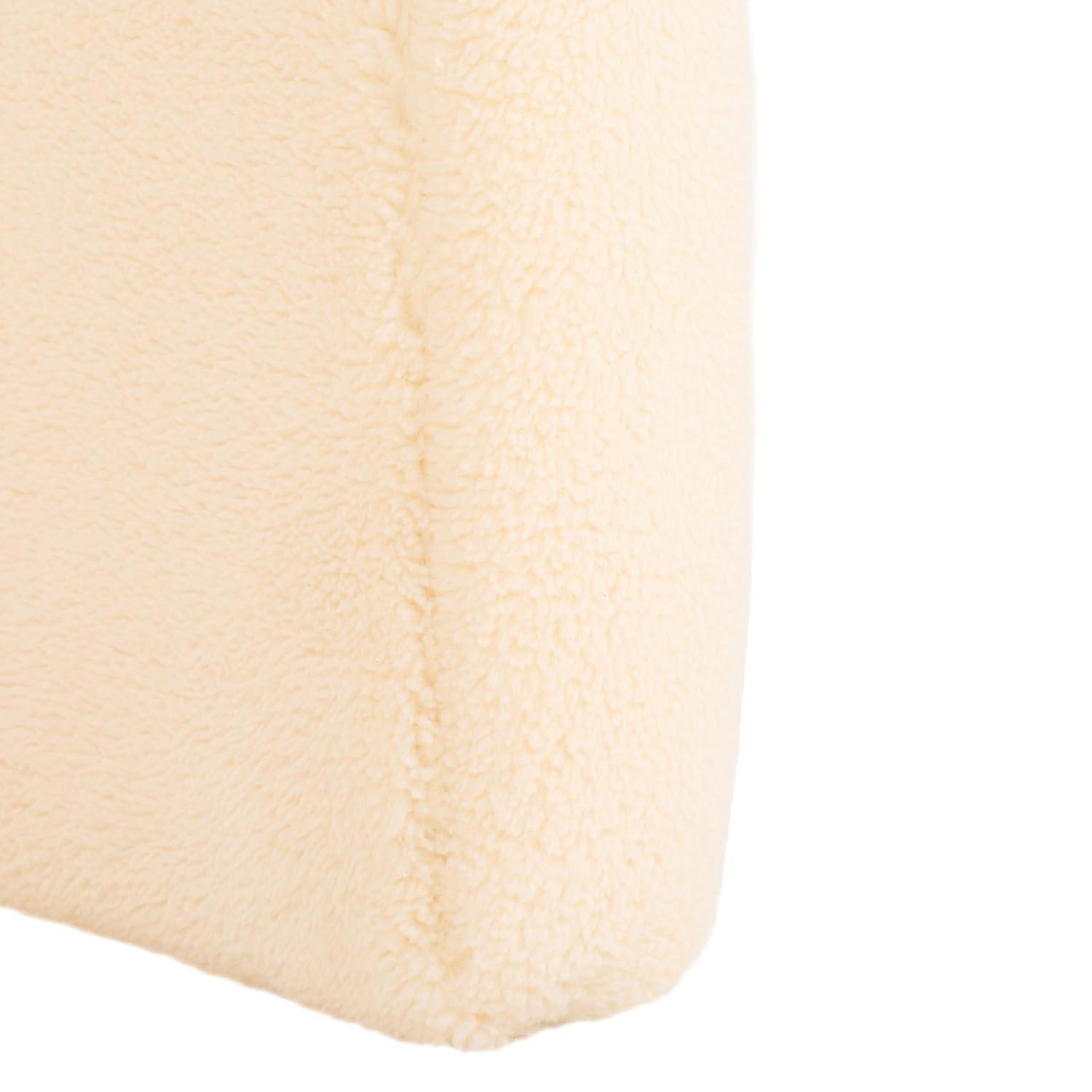 SAFAVIEH Kibo Modern Faux Shearling Ottoman, Cream