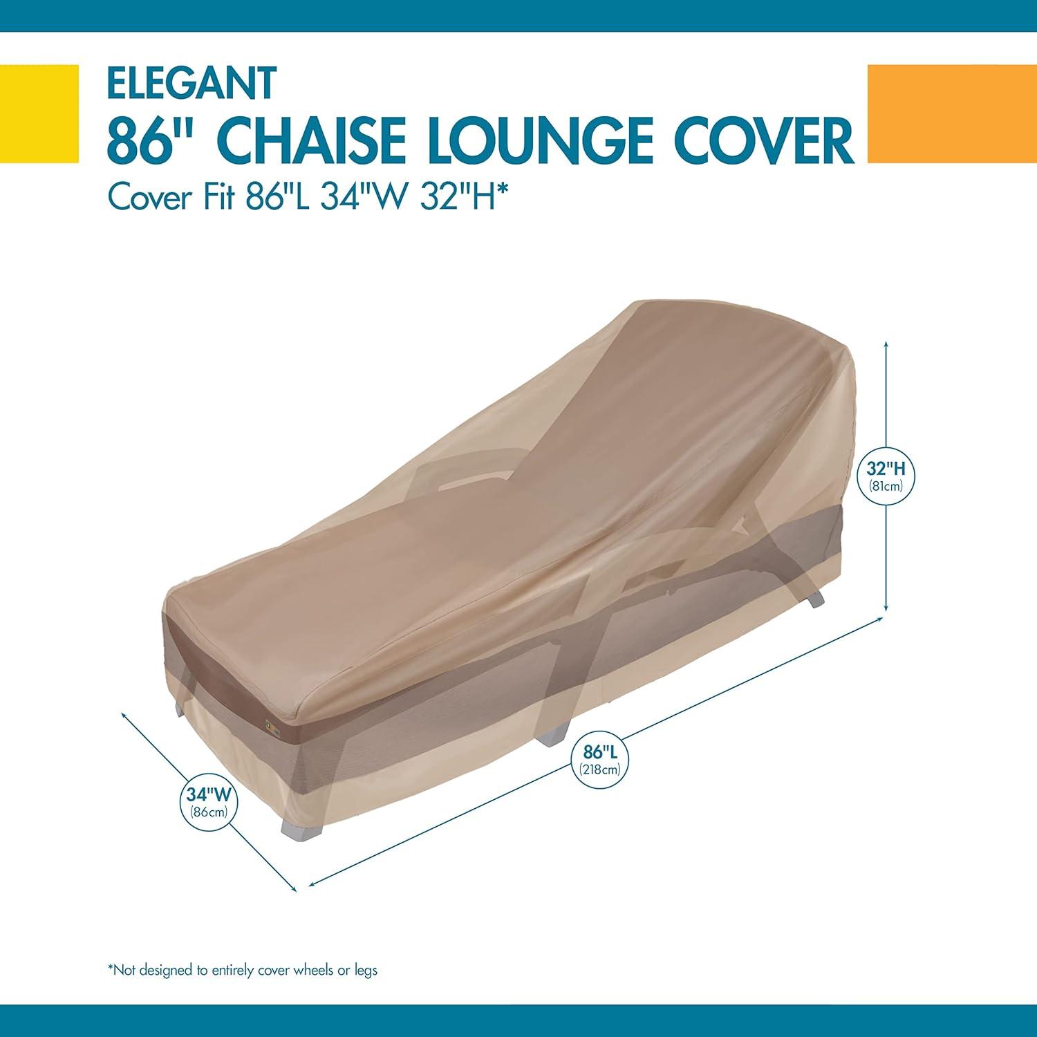 Elegant 86 Inch Beige and Brown Waterproof Patio Chaise Lounge Cover