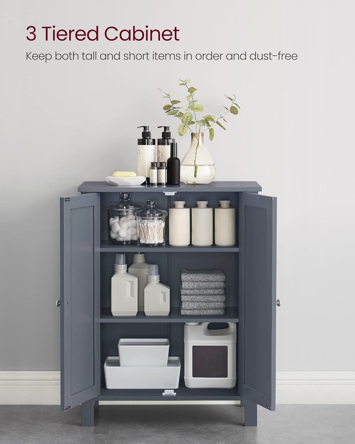 Gray MDF Lockable Cabinet with Adjustable Shelving