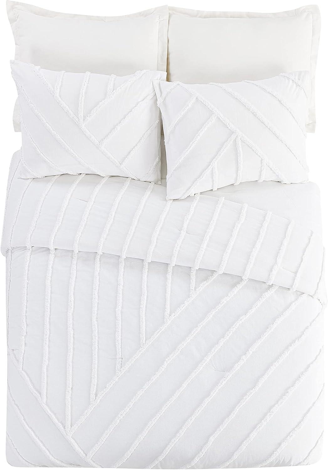 Laurel and Mayfair Cotton Ring Stitch Chevron / Zig Zag Comforter Set