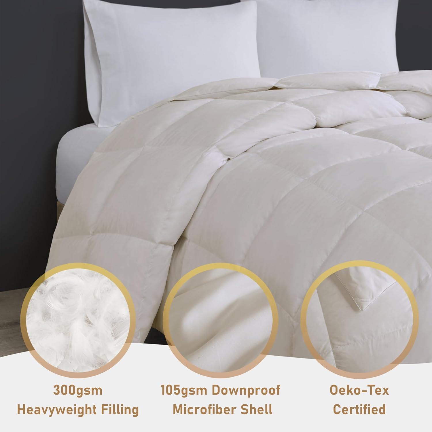 Cream Full Down Microfiber Oversized Winter Comforter