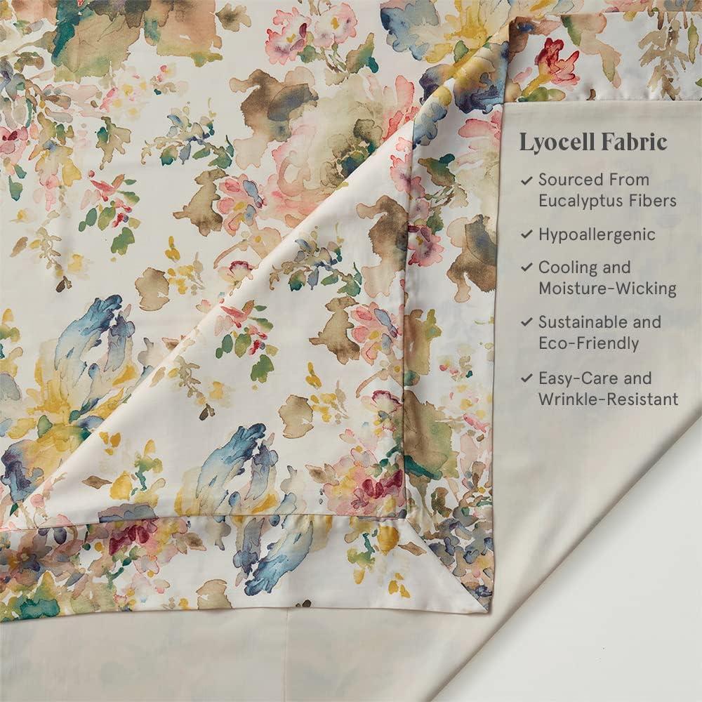 Jolie Lyocell Jardin Watercolor Floral Chic Casual 3 Piece Comforter Set