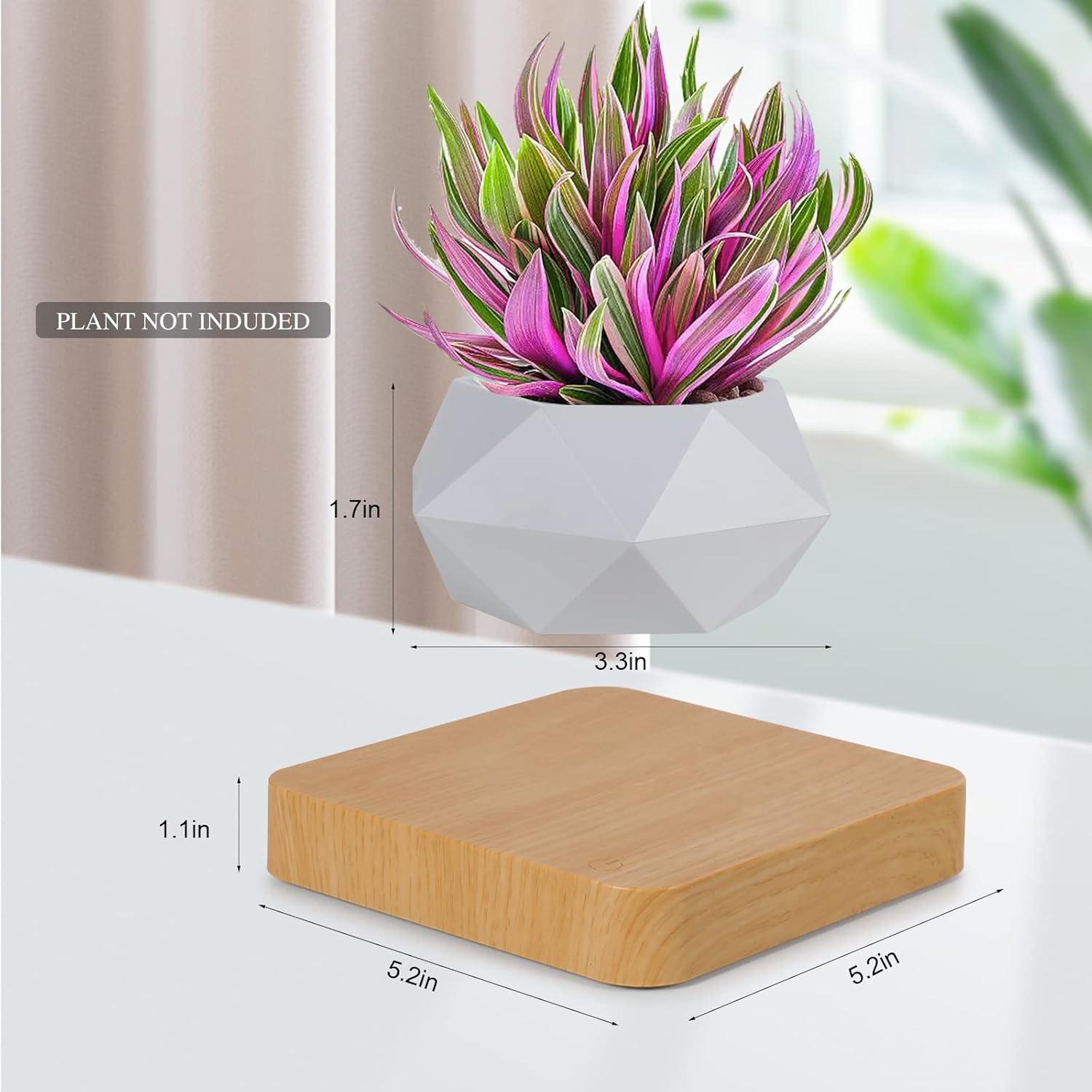 Levitating Air Bonsai Pot, Rotation Flower Pot Planters, Magnetic Levitation Suspension Floating Pot, Potted Plant Home Desk Decor in Flower Pots & Planters from Home & Garden on (Light Color) C49