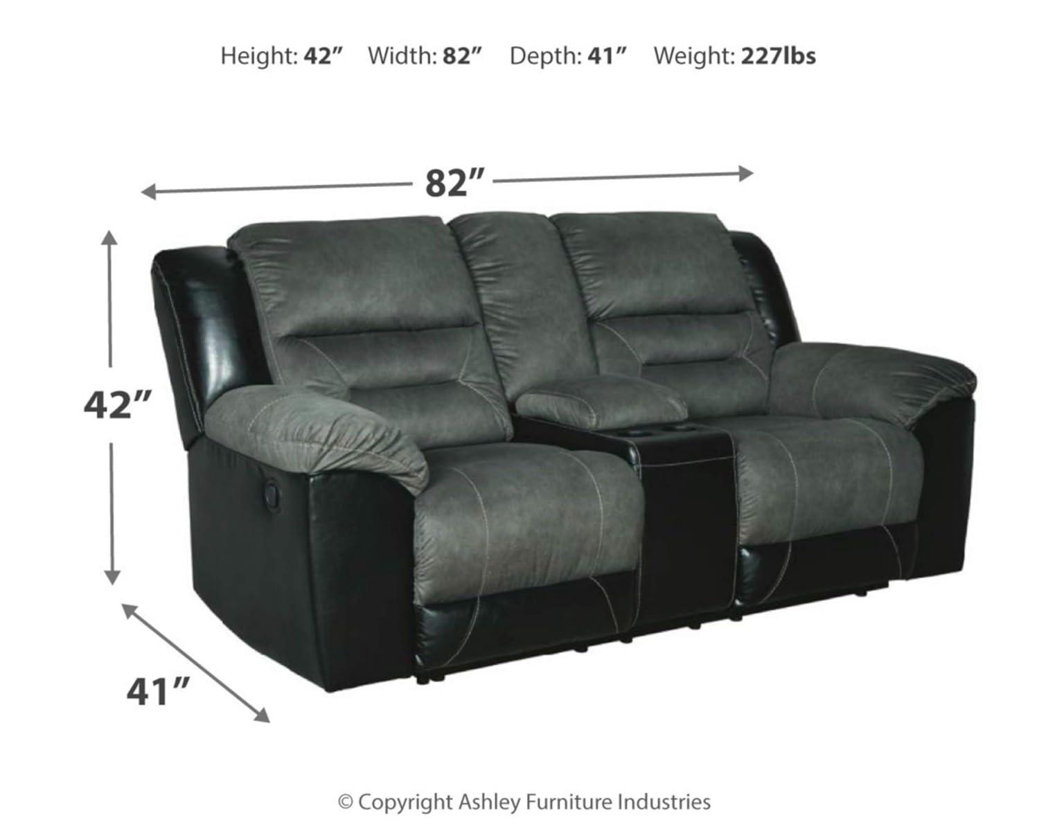 Signature Design by Ashley Earhart Reclining Loveseat with Console in Slate