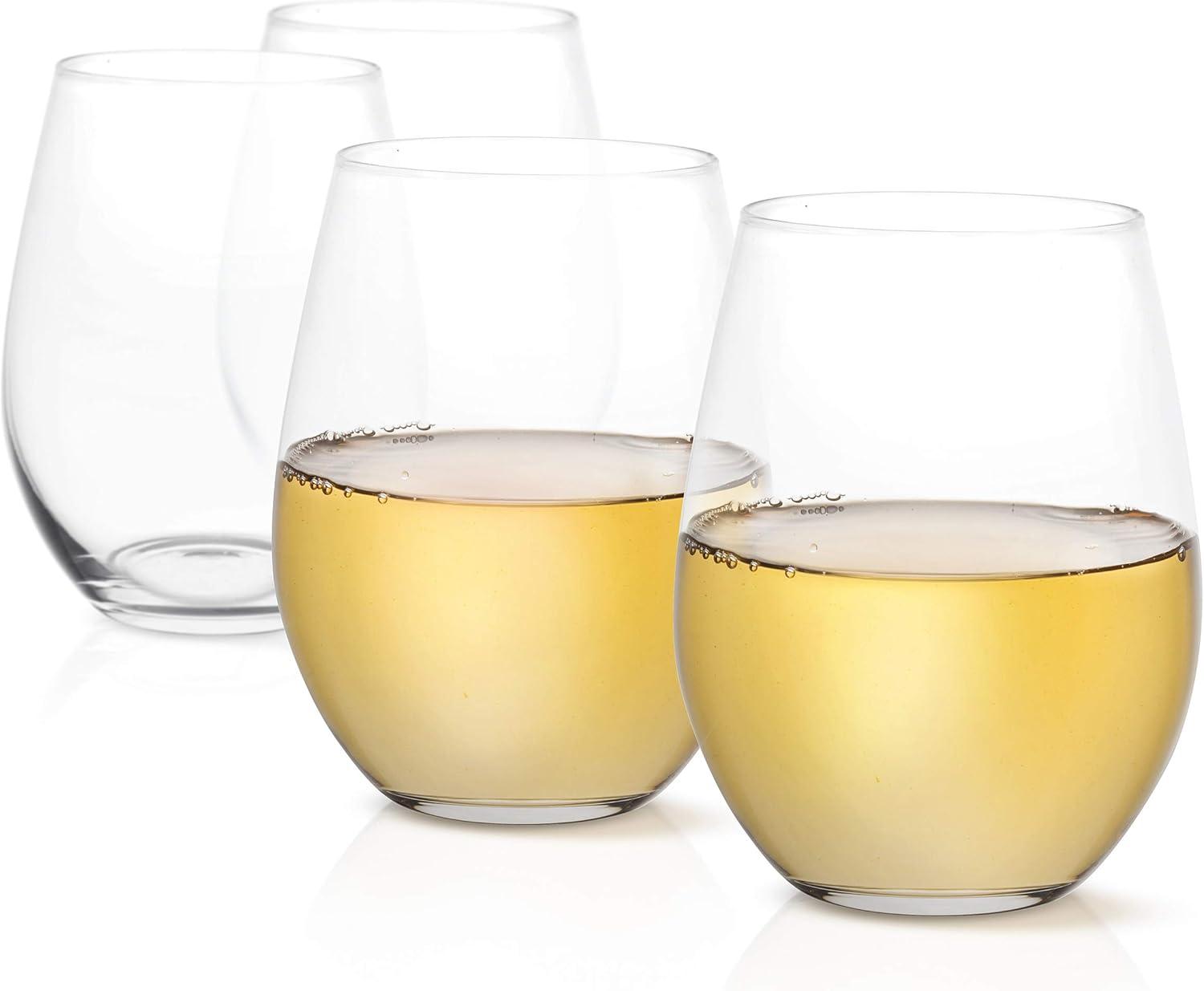 JoyJolt 19 oz Clear Stemless Wine Glasses Set of 4