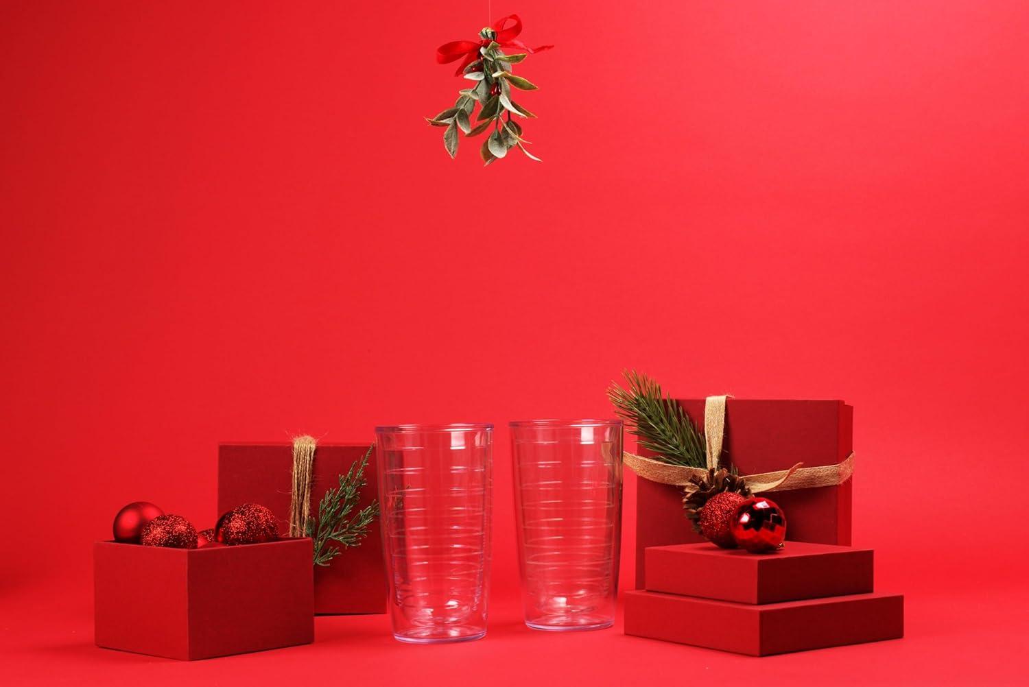 Tervis Clear & Colorful Tabletop Made in USA Double Walled Insulated Tumbler Travel Cup Keeps Drinks Cold & Hot, 16oz, Clear