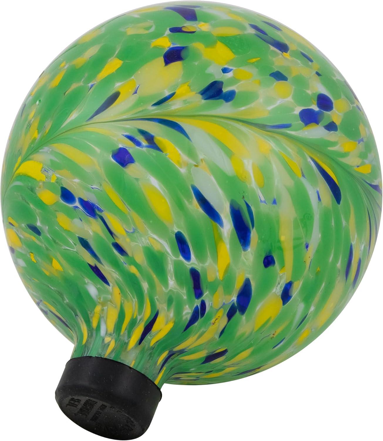 Northlight Hand Painted Swirled Outdoor Patio Garden Gazing Ball - 10" - Yellow and Green