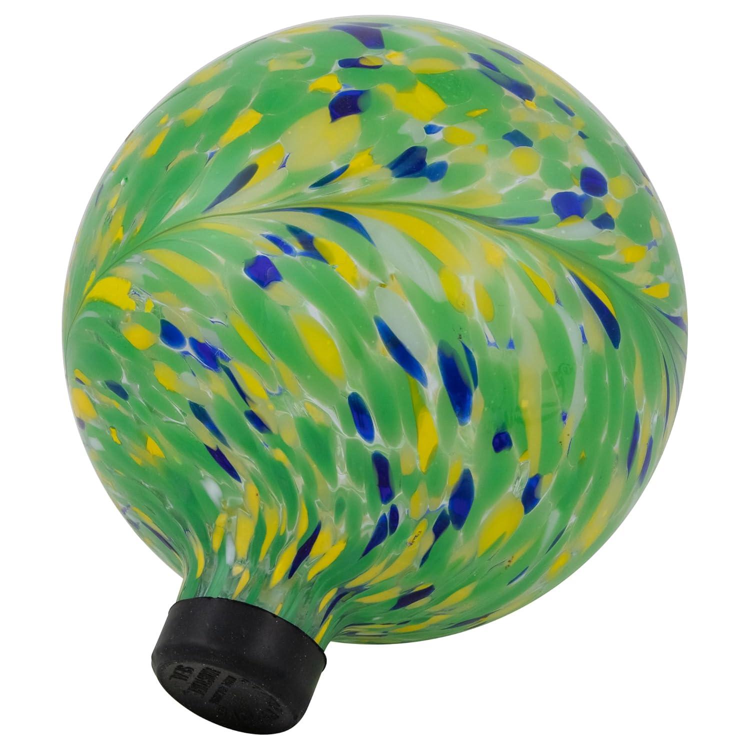 Northlight Hand Painted Swirled Outdoor Patio Garden Gazing Ball - 10" - Yellow and Green