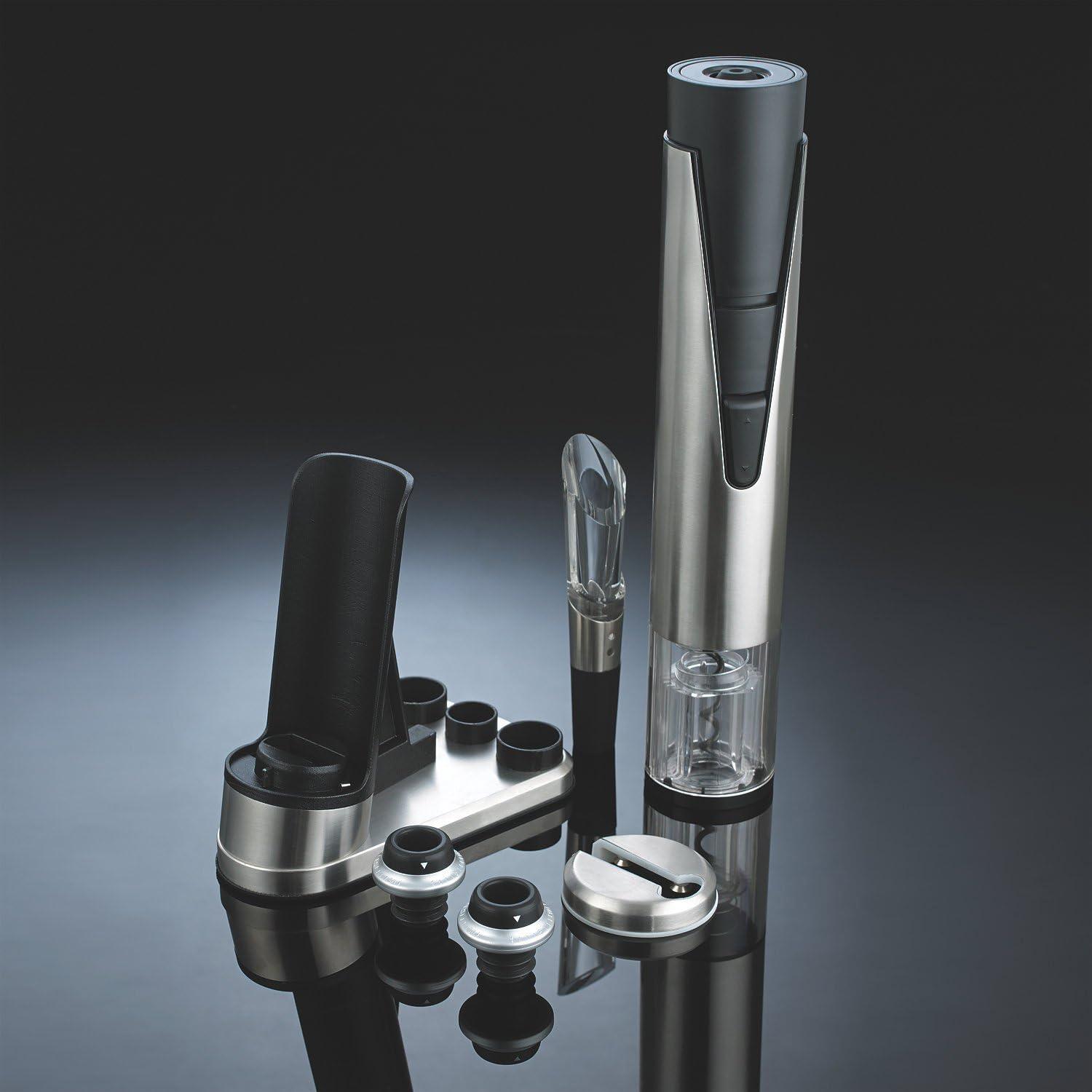 Stainless Steel Cordless Wine Bottle Opener and Preserver Set