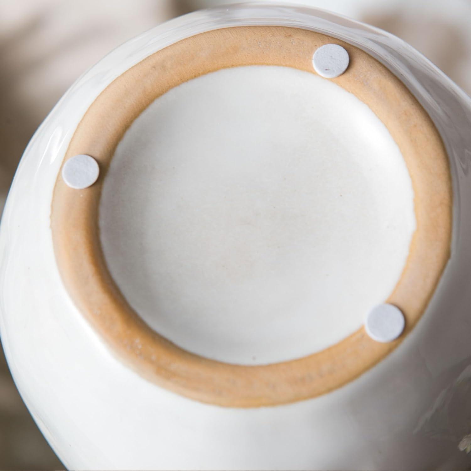 Grey Ceramic Vase with 2 Handles, Modern Farmhouse Vase for Home Decor, Rustic Terracotta Vase, Decorative Pottery Flower Vase, Clay Samll Vase, Centerpieces for Dining Table - 7 Inch Tall