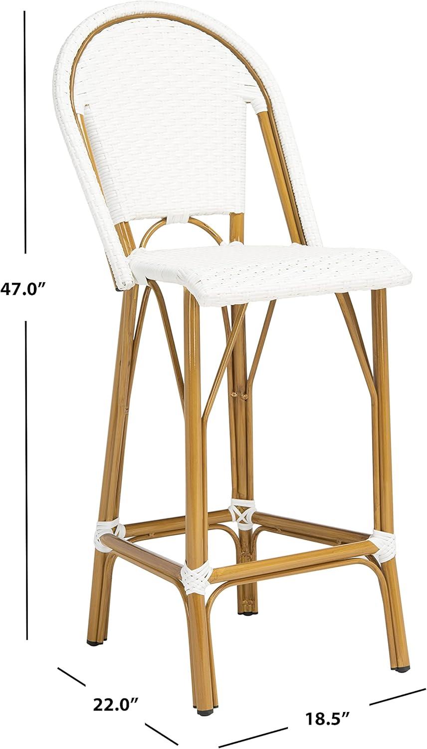 Ford White Wicker and Faux Bamboo Bistro Bar Stool