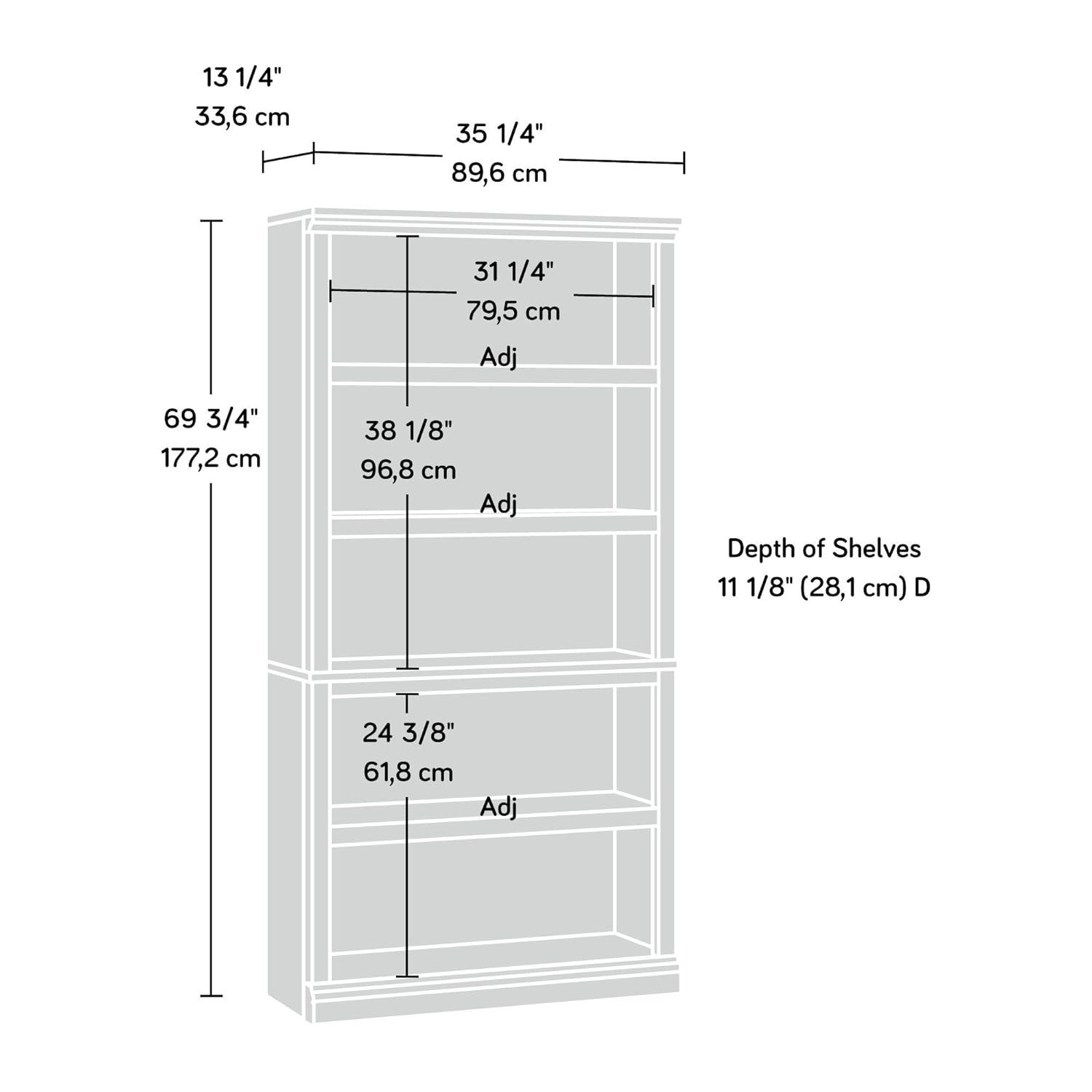 70" 5 Shelf Bookcase Select Cherry Red - Sauder: Transitional Style, MDF Frame, Adjustable Shelves