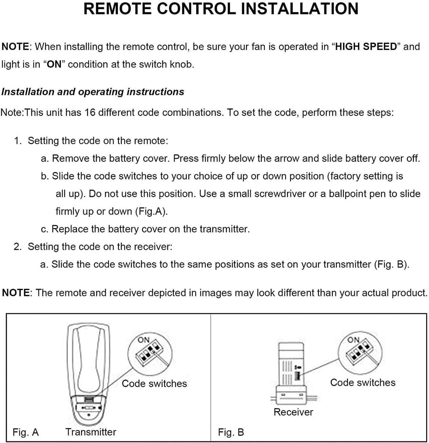 FAN-53T Ceiling Fan Remote Control Replacement for Hampton Bay Hunter Harbor Breeze Allen+Roth Replace 2AAZPFAN53T CHQ8BT7030T CHQ7030T UC7030T FAN53T FANHD L3HFAN35T