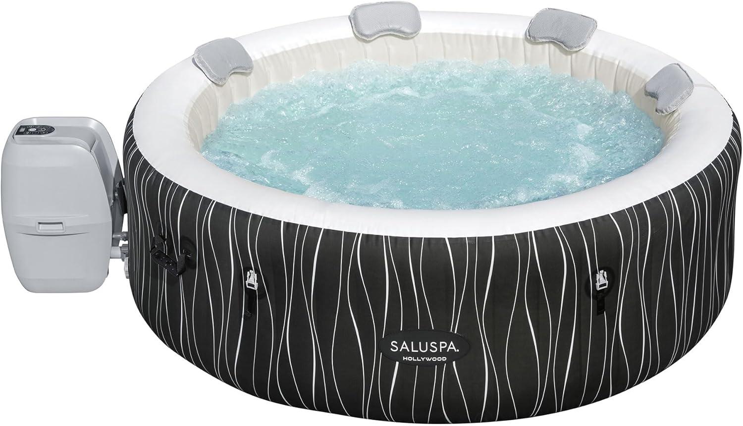 Bestway SaluSpa Honolulu AirJet Large Round 4 to 6 Person Inflatable Hot Tub Portable Outdoor Spa with 140 AirJets and EnergySense Cover