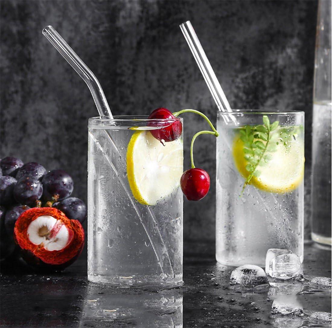 8-Pack Clear Glass Smoothie Straws, 10mm Wide 10" + 9 " Long Reusable Drinking Straws with 2 Cleaning Brush