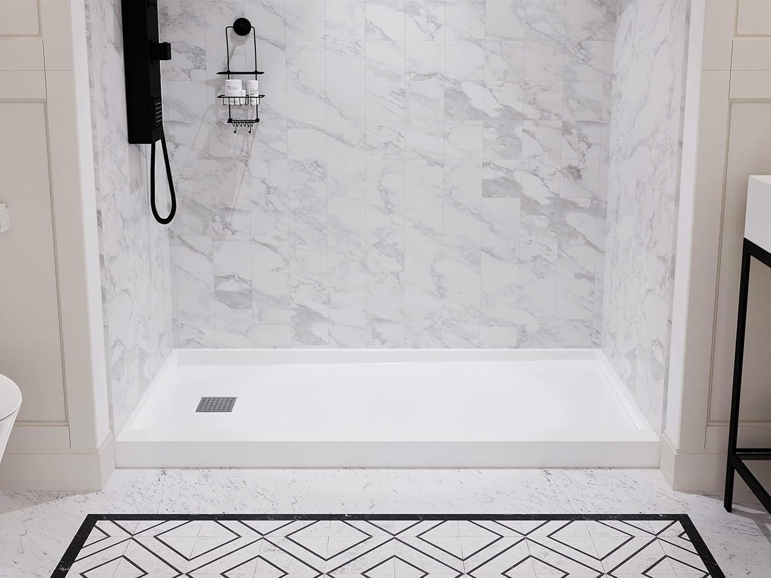 ALEXANDER 60 in. x 30 in. Shower Base with Left Drain in White - SB-AZ101L