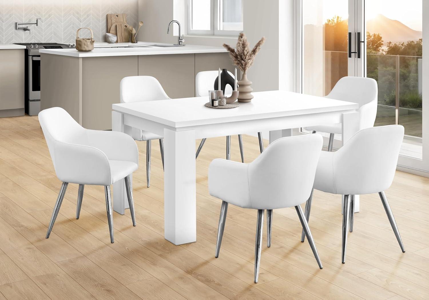 Monarch Specialties Dining Table 60" Rectangular Kitchen Dining Room White Laminate Contemporary Modern