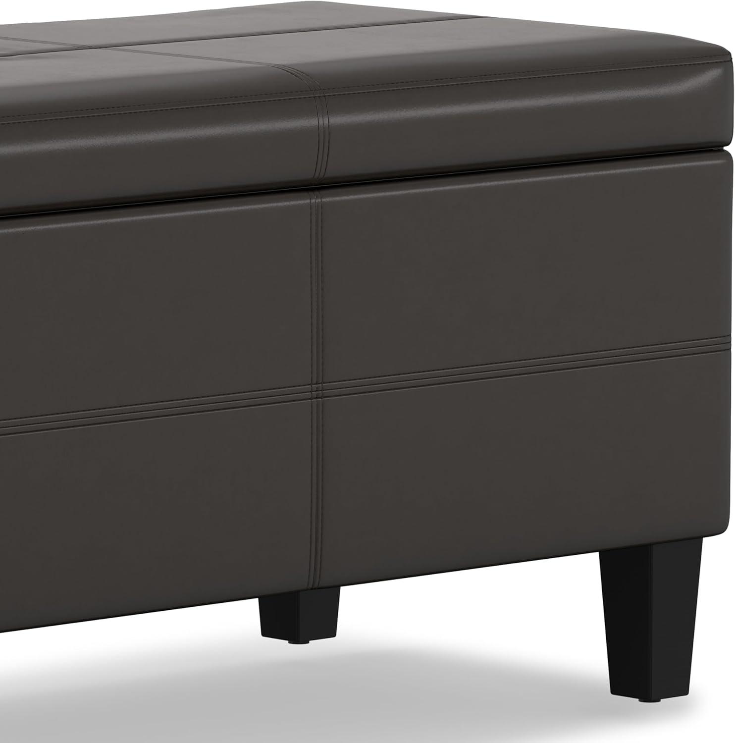 Simpli Home Afton 48"W Vegan Faux Leather Storage Ottoman Bench