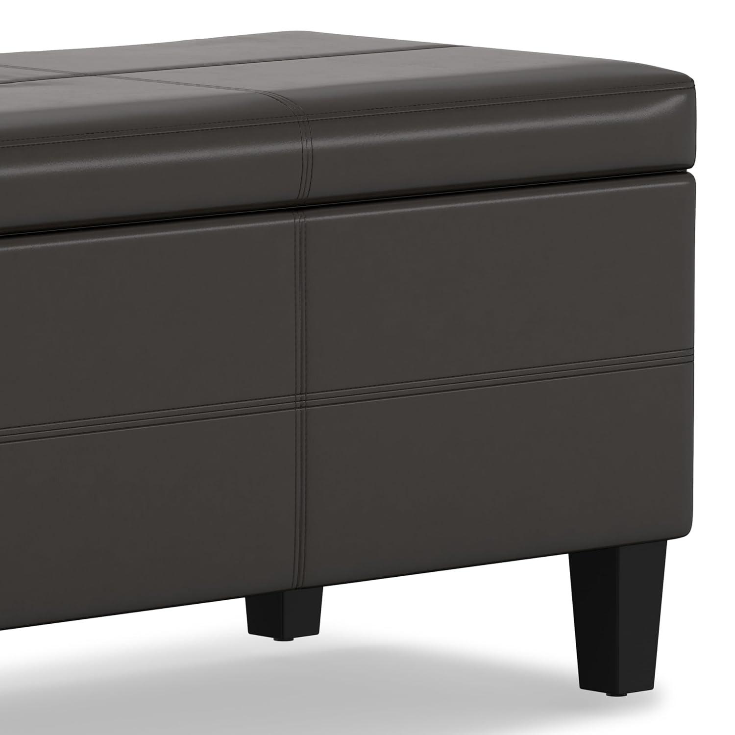 Simpli Home Afton 48"W Vegan Faux Leather Storage Ottoman Bench