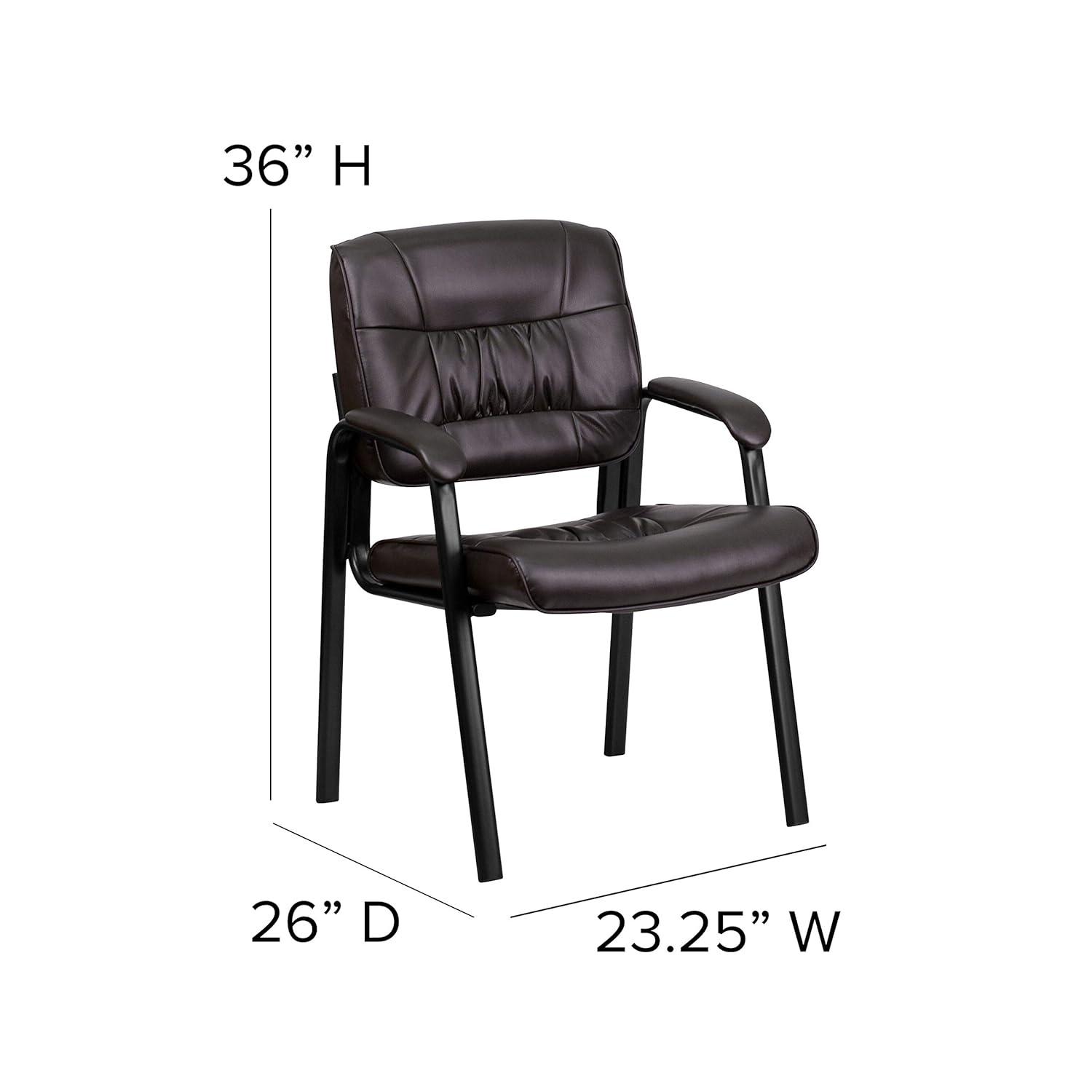 Emma and Oliver White LeatherSoft Executive Reception Chair with Black Metal Frame
