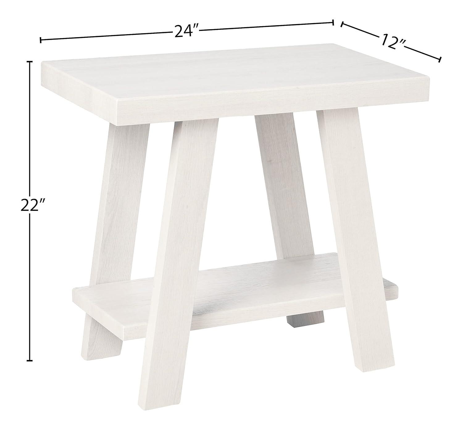 Roundhill Furniture Athens Contemporary Wood Shelf Side Table in White Finish