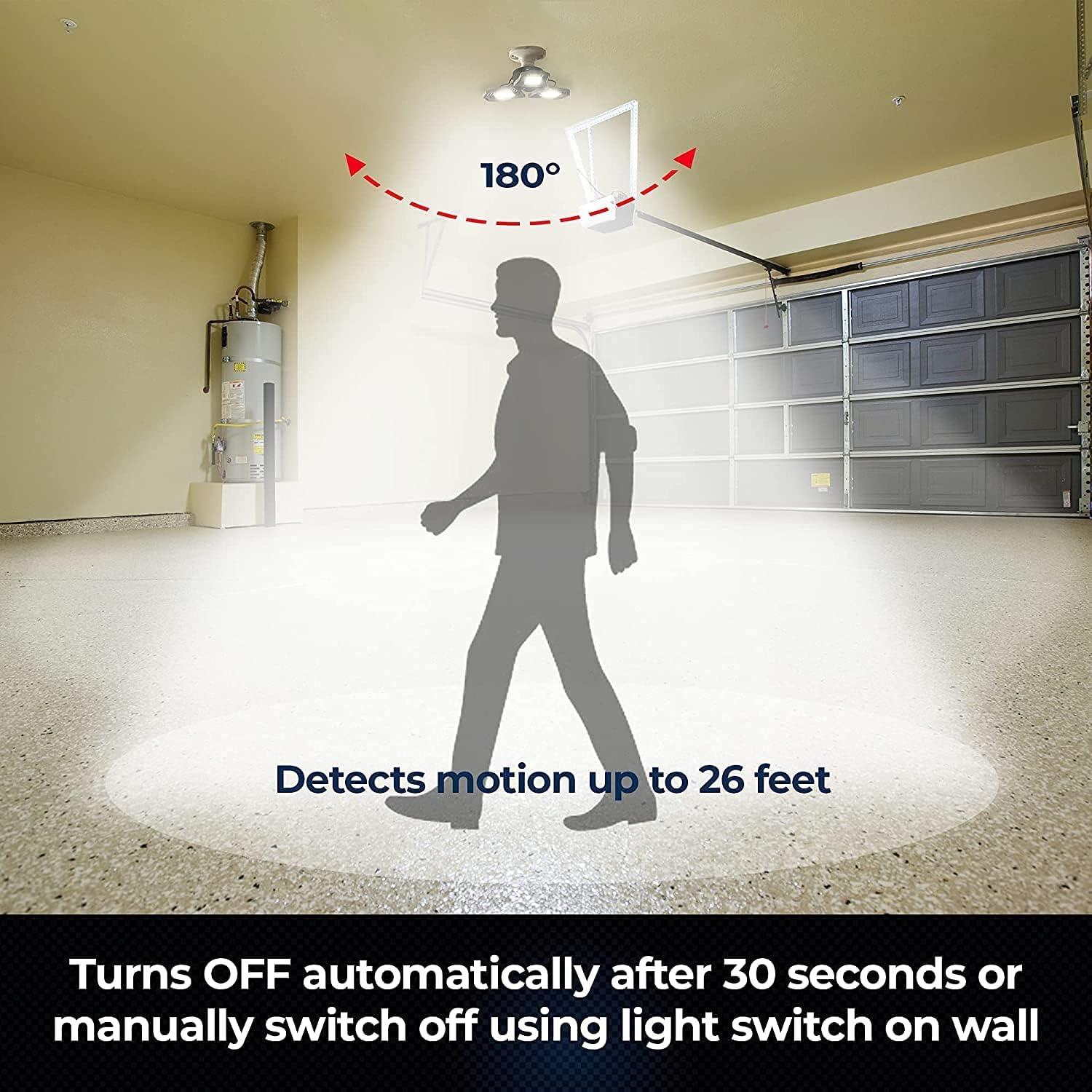 Bell+Howell Triburst Motion Sensor Technology, ASON TV 4000 Lumens / 6500 Kelvin Indoor Lights S/4, Ultra Bright with 144 LED Bulbs and Multi-Directional Triple Panel Bedroom, Garage, Ceiling