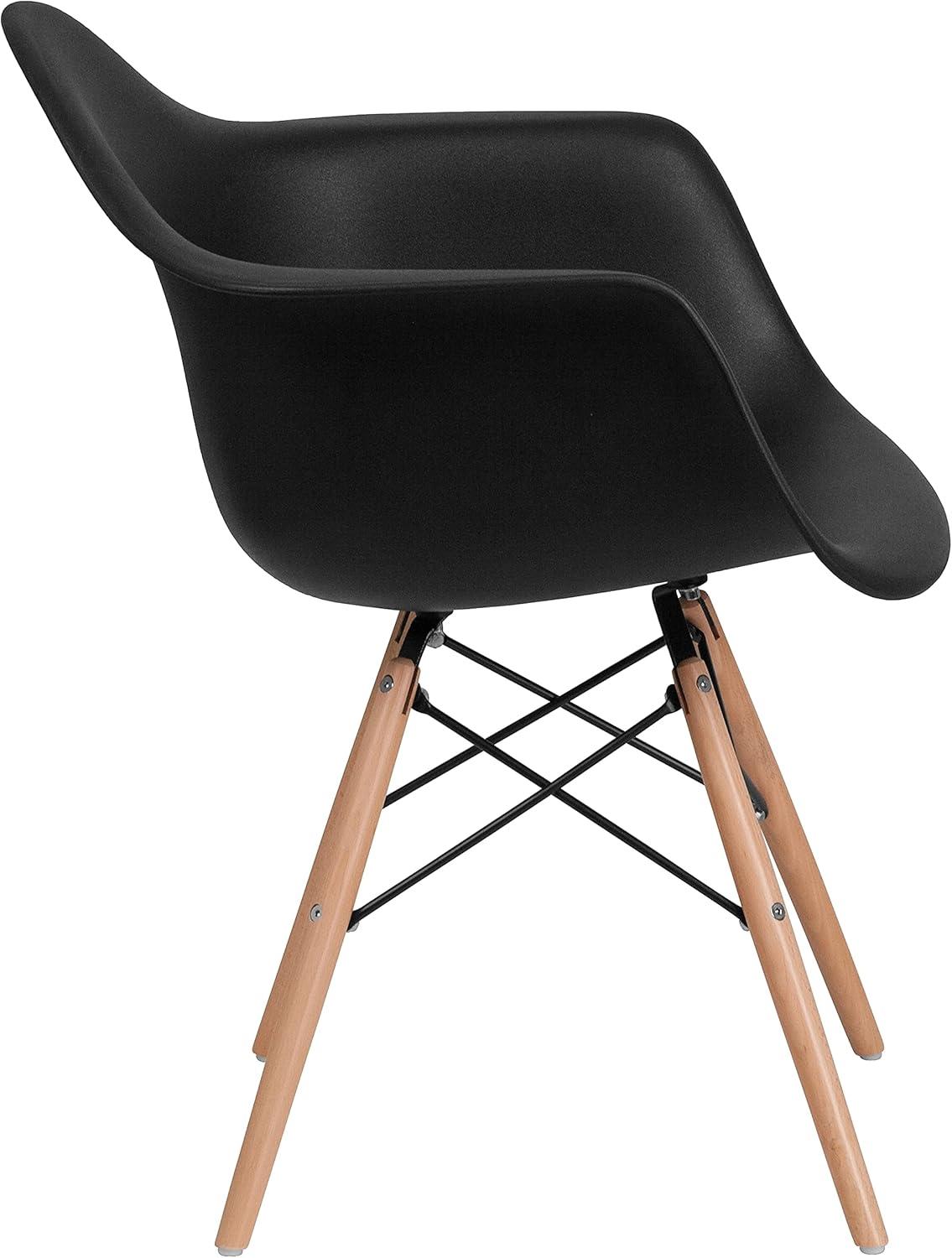 Flash Furniture 2 Pack Alonza Series Black Plastic Chair with Wooden Legs