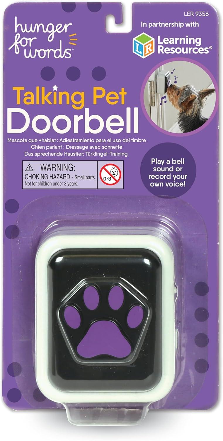 Hunger for Words Talking Pet Doorbell - Recordable Dog Training Toy, Multi-Color