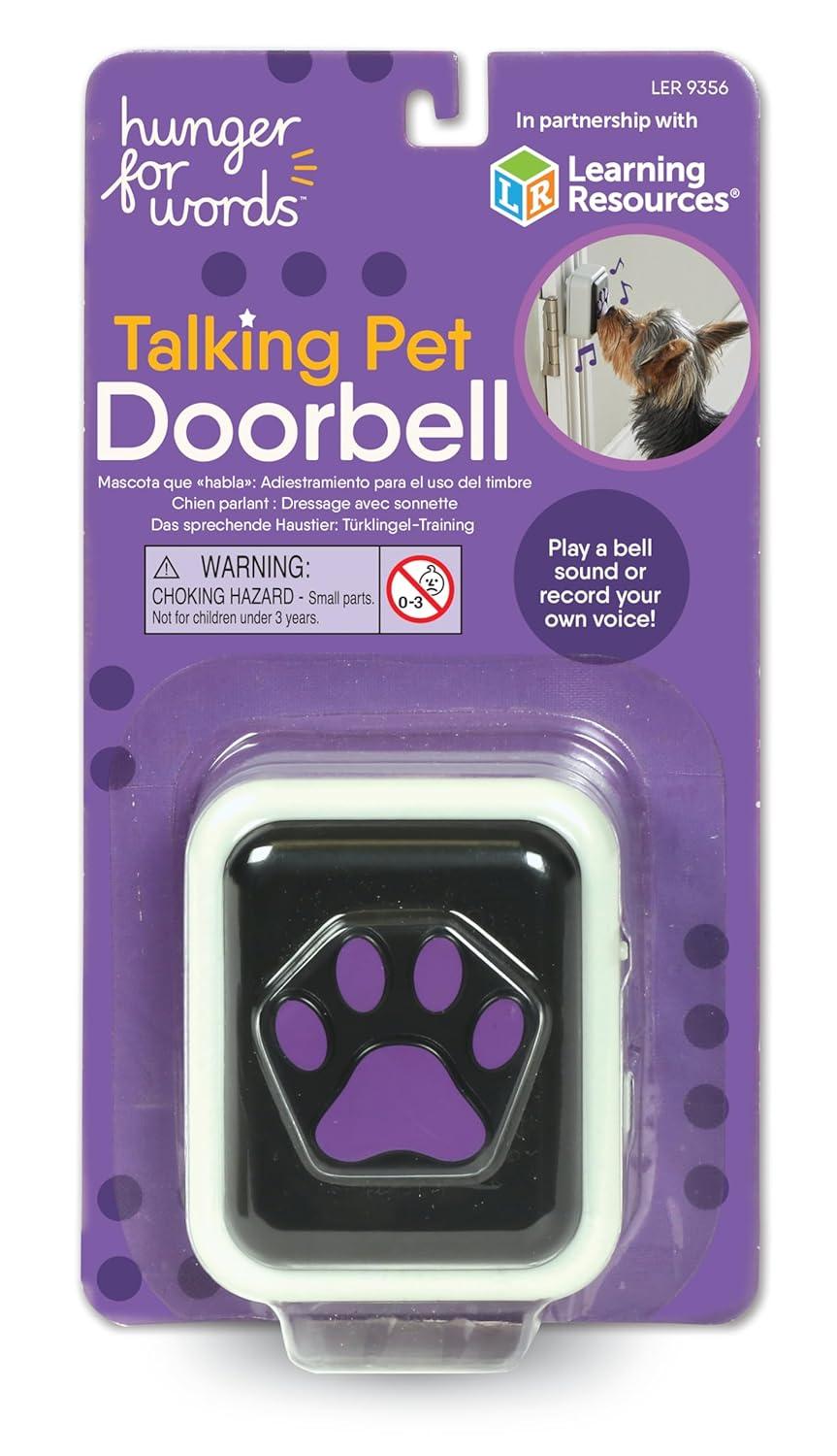 Hunger for Words Talking Pet Doorbell - Recordable Dog Training Toy, Multi-Color