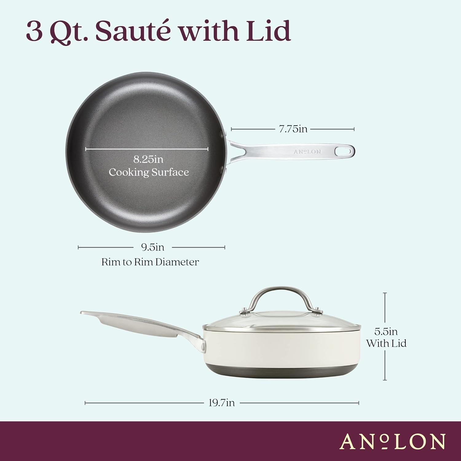 Anolon Achieve Hard Anodized Nonstick Saute Pan with Lid - 3 Quart