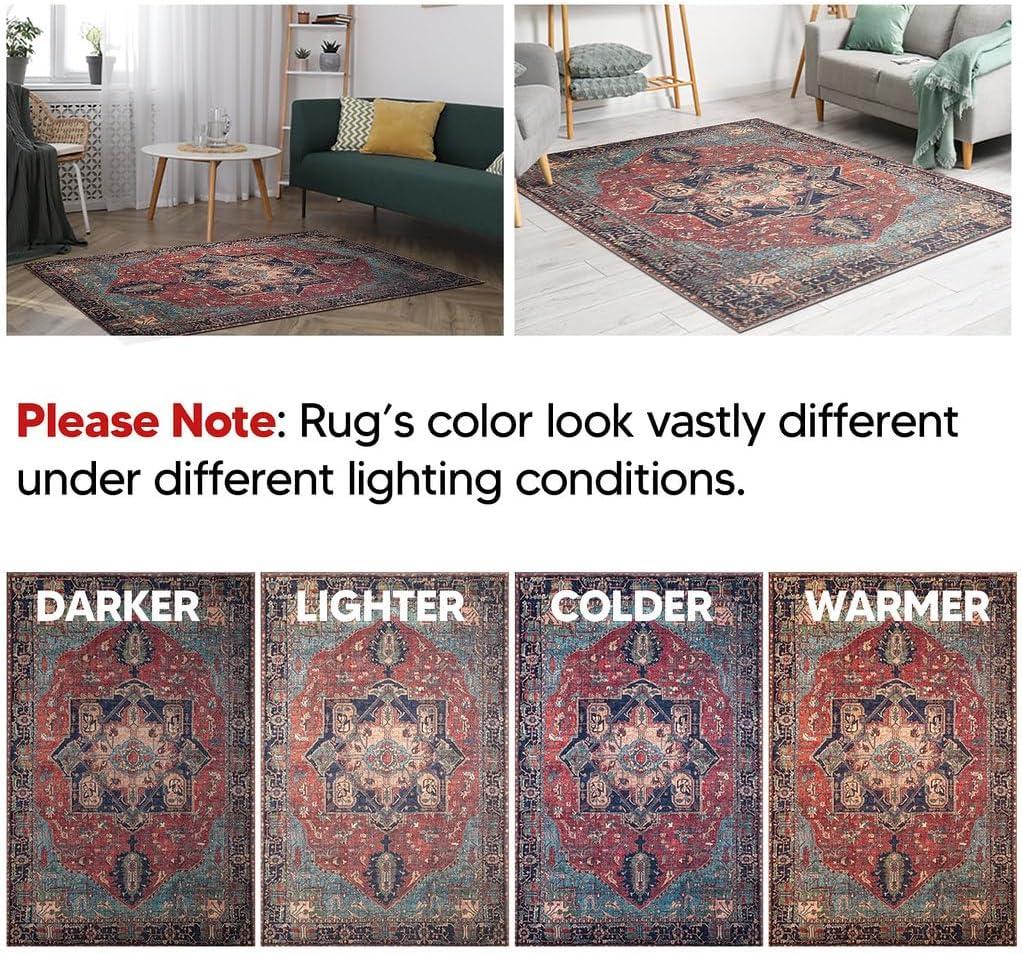 Keen Home Design Machine Washable Area Rugs with Non-slip Backing, Ideal for Hallway, Living Room, Bedroom, Kitchen and Laundry Room, Vintage Moroccan and Low Pile Rug ( 3' x 5' )