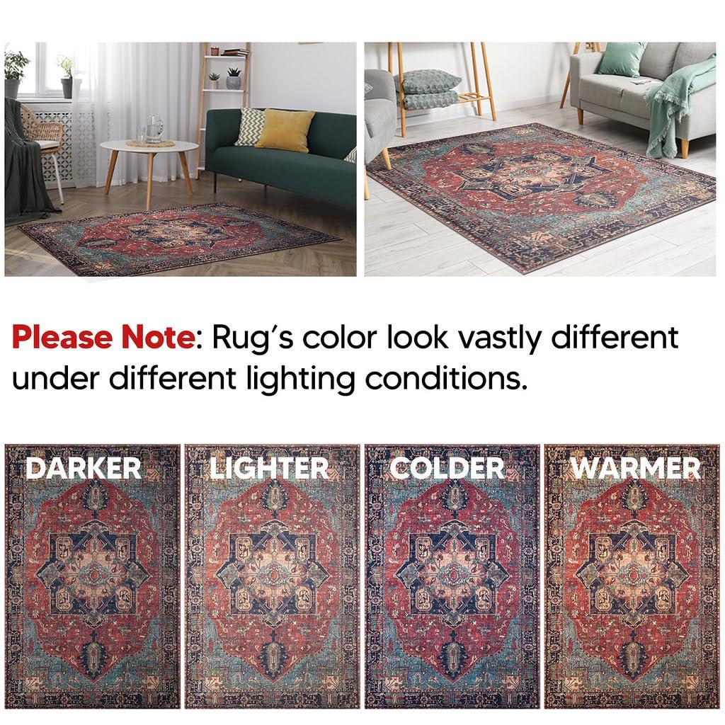 Keen Home Design Machine Washable Area Rugs with Non-slip Backing, Ideal for Hallway, Living Room, Bedroom, Kitchen and Laundry Room, Vintage Moroccan and Low Pile Rug ( 3' x 5' )