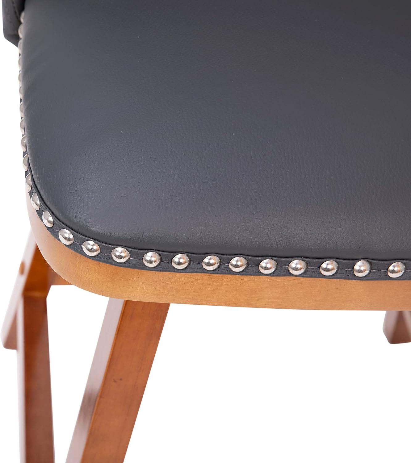 Flash Furniture 2 Pack Commercial Walnut Finish Wood Barstools with Nail Trim-Charcoal Faux Linen
