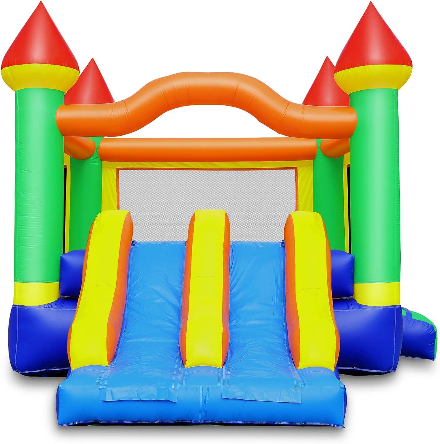 Mega Double Slide Castle Bounce House with Blower - 100% PVC