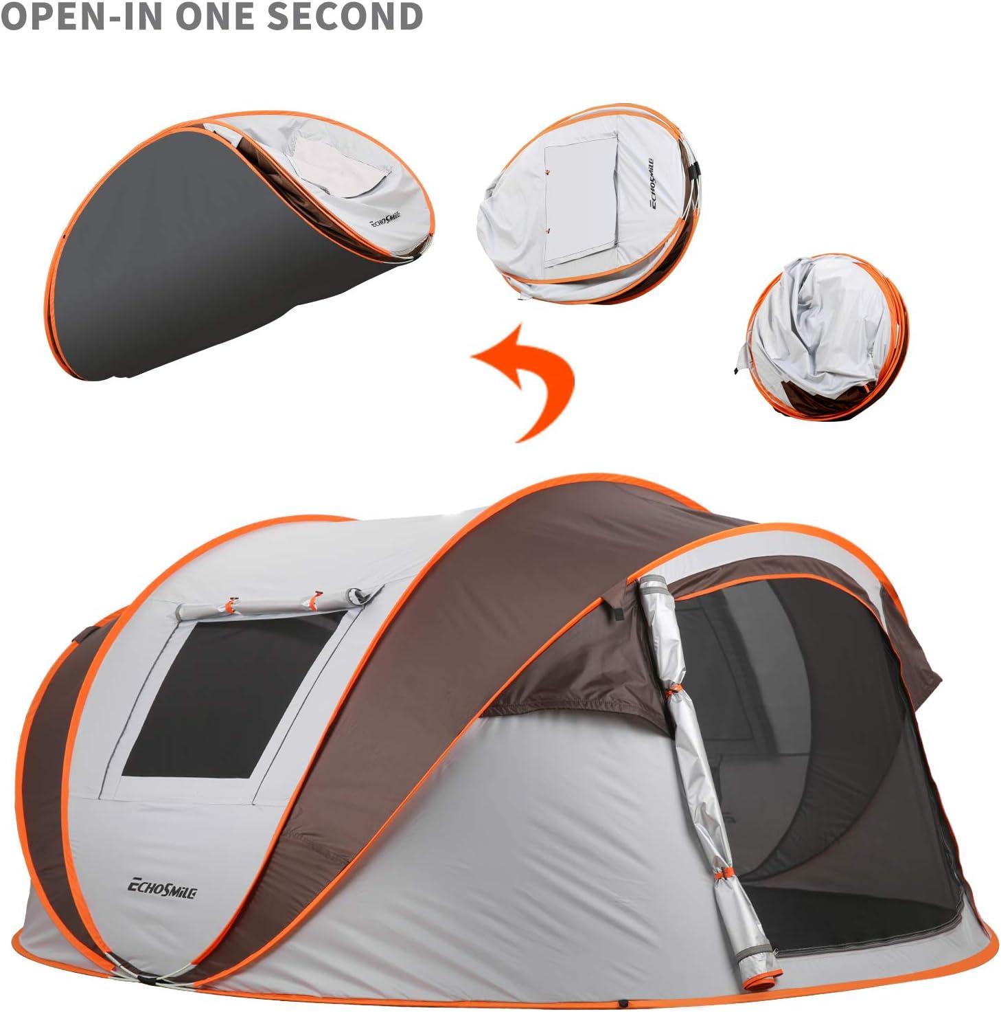 EchoSmile 2-Person White and Brown Pop Up Camping Tent