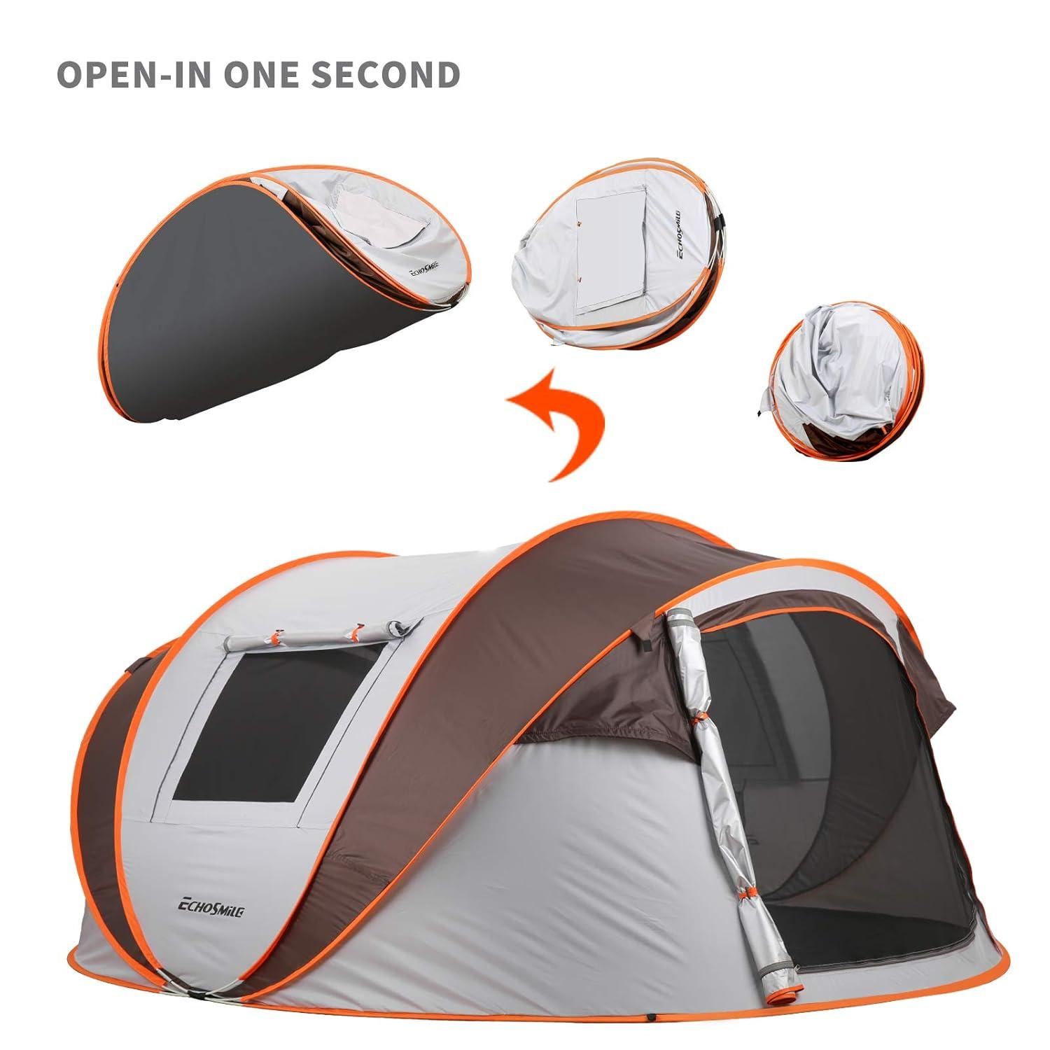 EchoSmile 2-Person White and Brown Pop Up Camping Tent