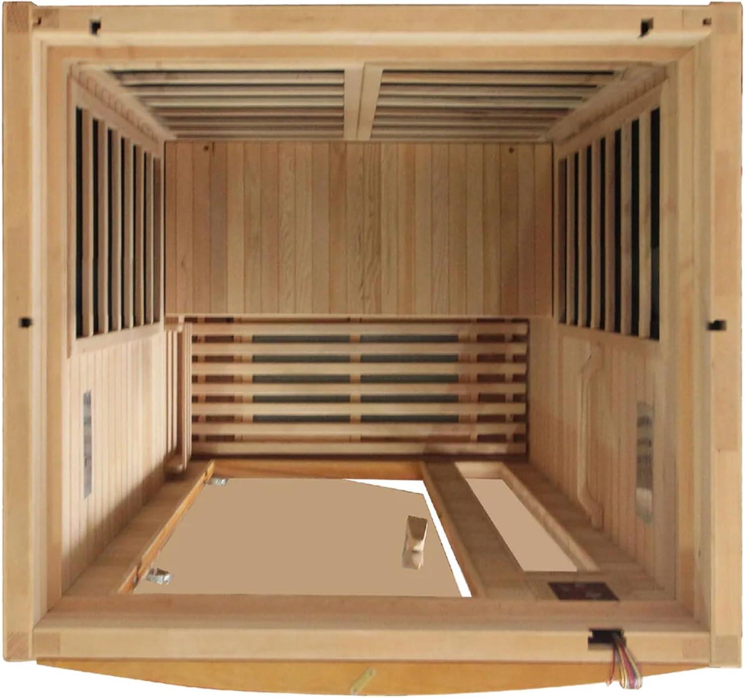 Barcelona 2-Person Hemlock Wood Infrared Sauna with Glass Door