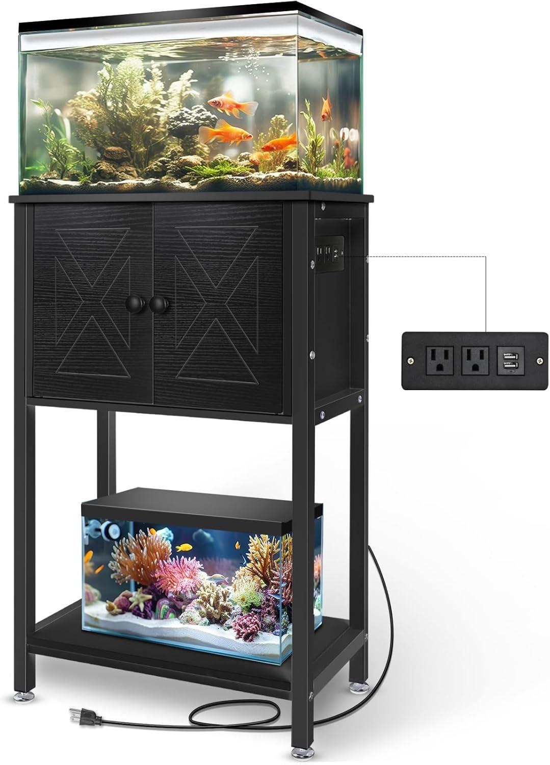 Tucker Murphy Pet™ Fish Tank Stand - 55-75 Gallon Wooden Aquarium Stand With Storage Cabinet For Fish Tank Accessories - 770 LBS Capacity, 51"X19.6"X35"H