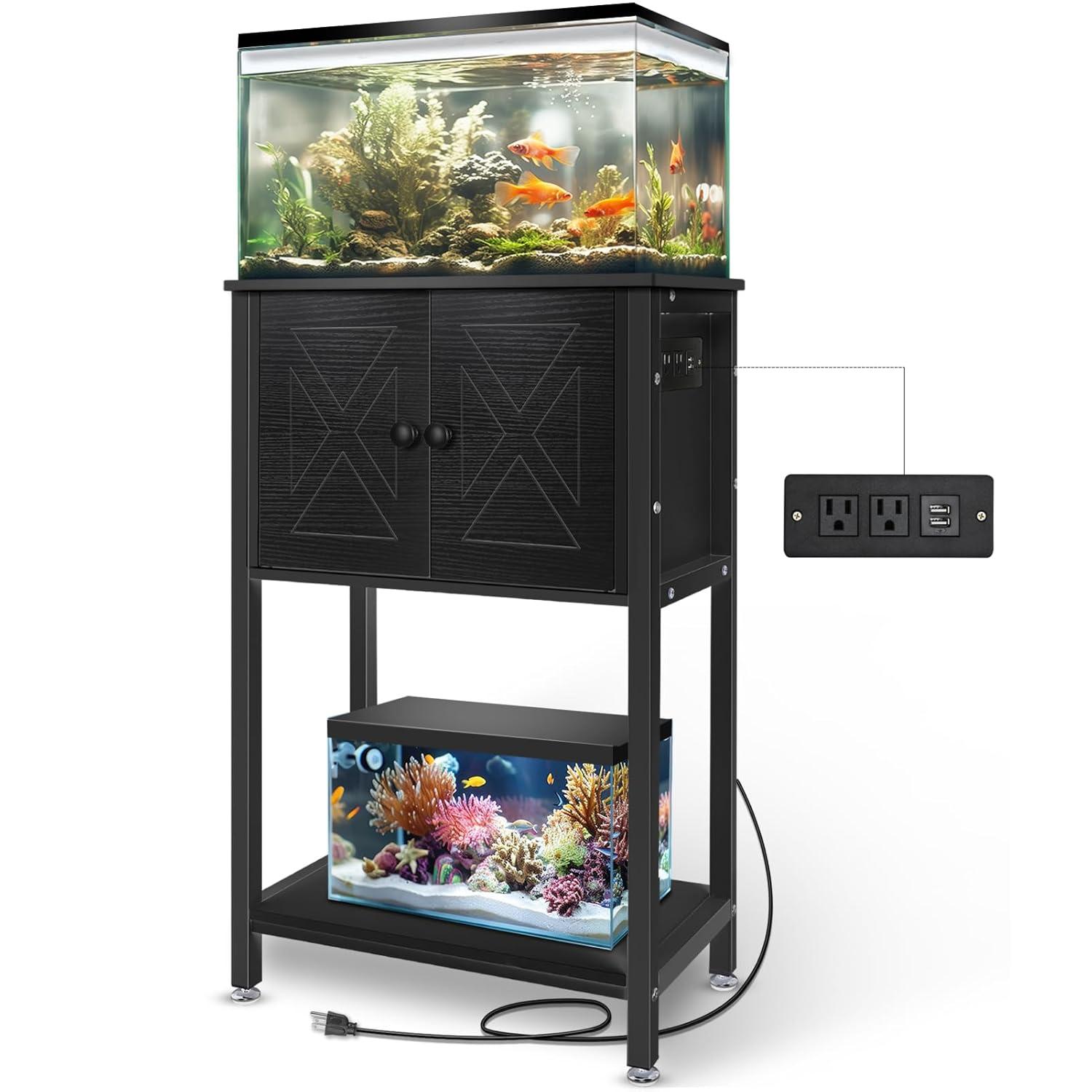 Tucker Murphy Pet™ Fish Tank Stand - 55-75 Gallon Wooden Aquarium Stand With Storage Cabinet For Fish Tank Accessories - 770 LBS Capacity, 51"X19.6"X35"H