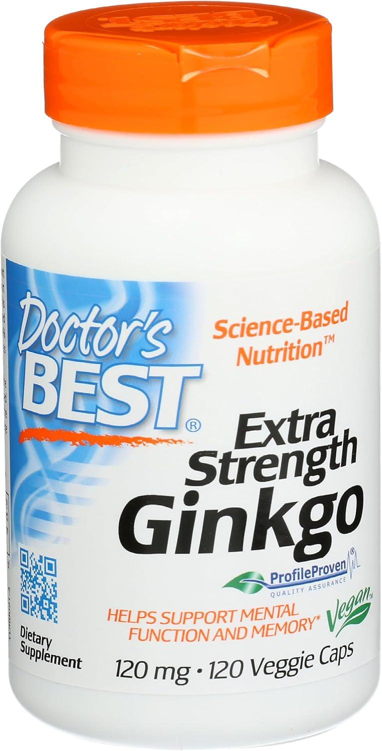 Doctor's Best Extra Strength Ginkgo, 120 mg, 120 Veggie Caps, Herbal Supplements