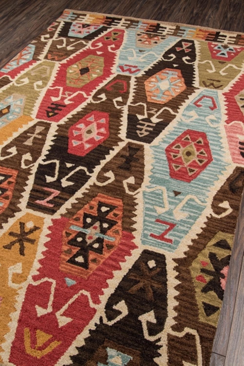 Momeni Tangier Uriel Multi 2' X 3' Accent Rug: Wool, Geometric, Handmade, Medium Pile, Bohemian Style, Indoor Use