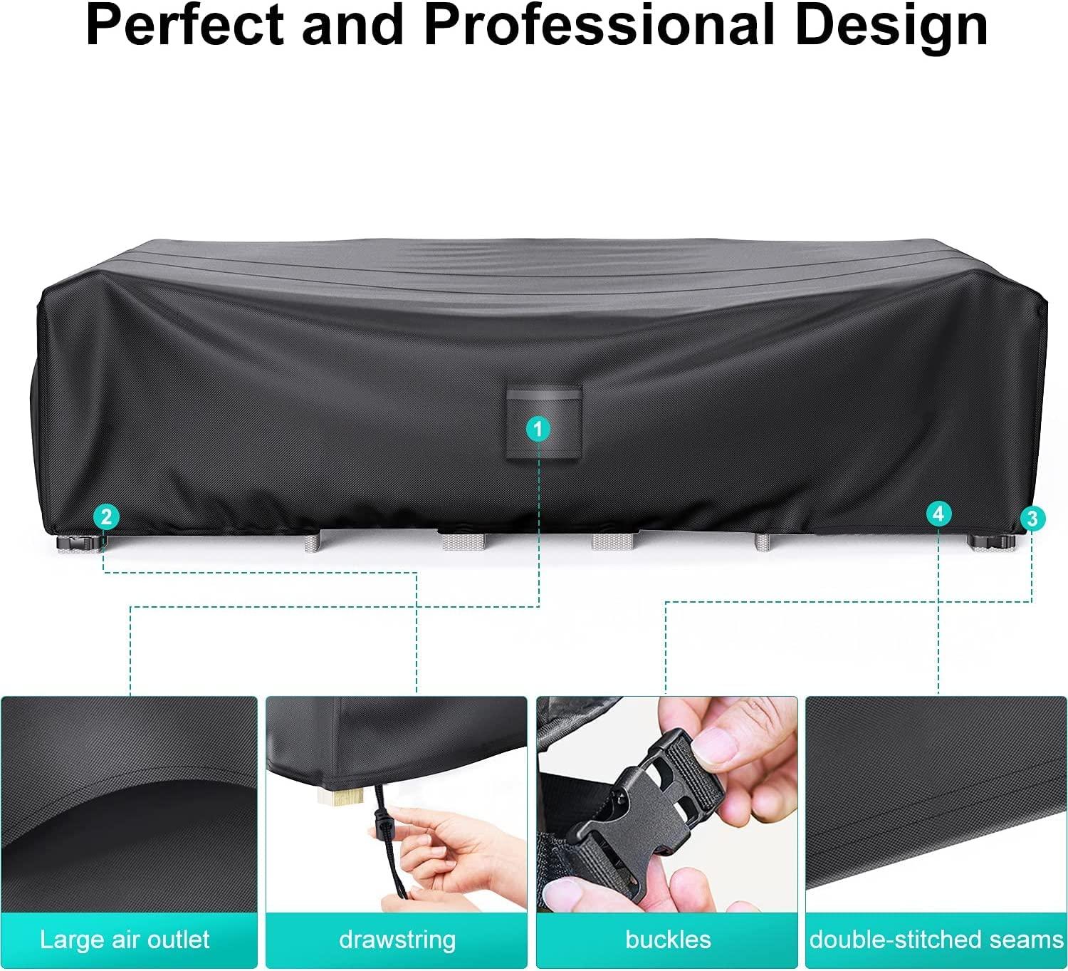 Patio Furniture Covers, Heavy Duty Outdoor Furniture Cover Waterproof, Sectional Sofa Set Covers Table and Chair Set Cover 108" L × 82" W × 28" H