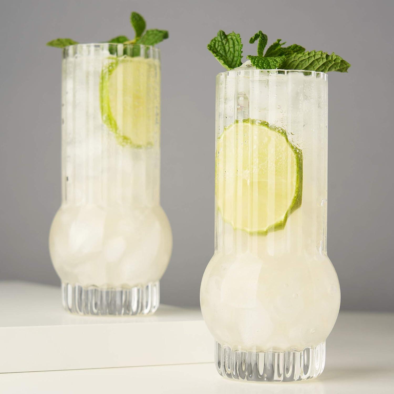 Art Deco Crystal Highball Glasses