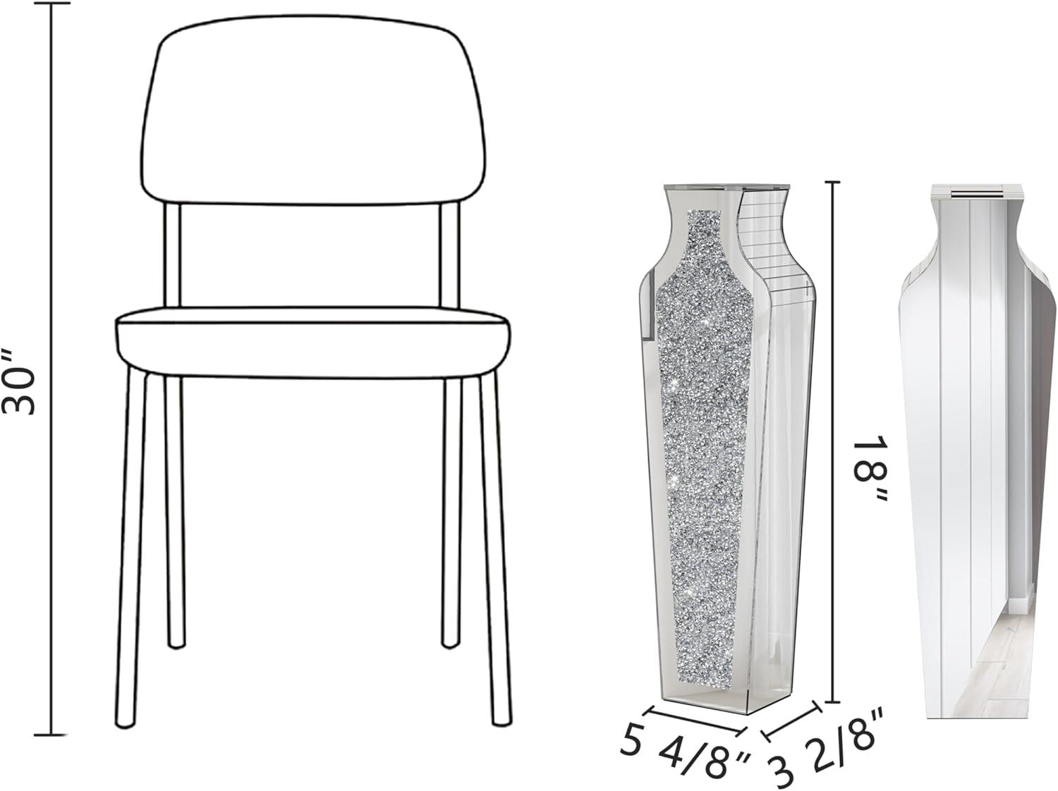 SHYFOY 18" Silver Floor Vase Crushed Diamond Mirrored Vase for Decor Living Room Floor, Crystal Mirrored Luxury Container for Dried Flower Arrangements Decor, Can’t Hold Water