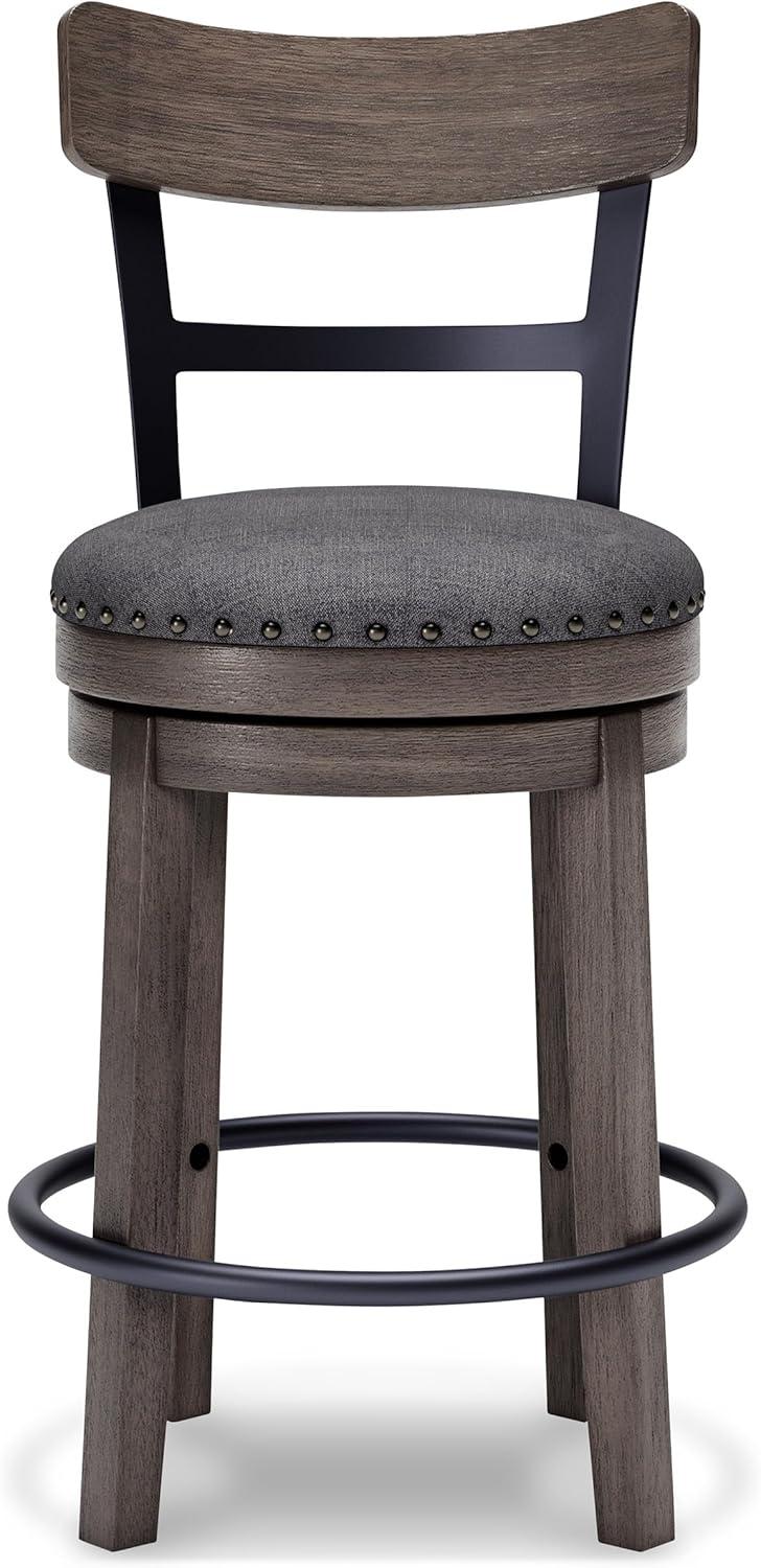 Caitbrook Counter Height Barstool Gray - Signature Design by Ashley: Polyester Upholstery, Nailhead Trim, Swivel Seat